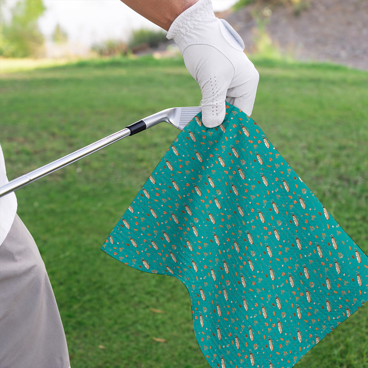 Vintage Squirrel Golf Towel, Autumn Golf Fall Pattern Towels, Golf Gift For Golfer