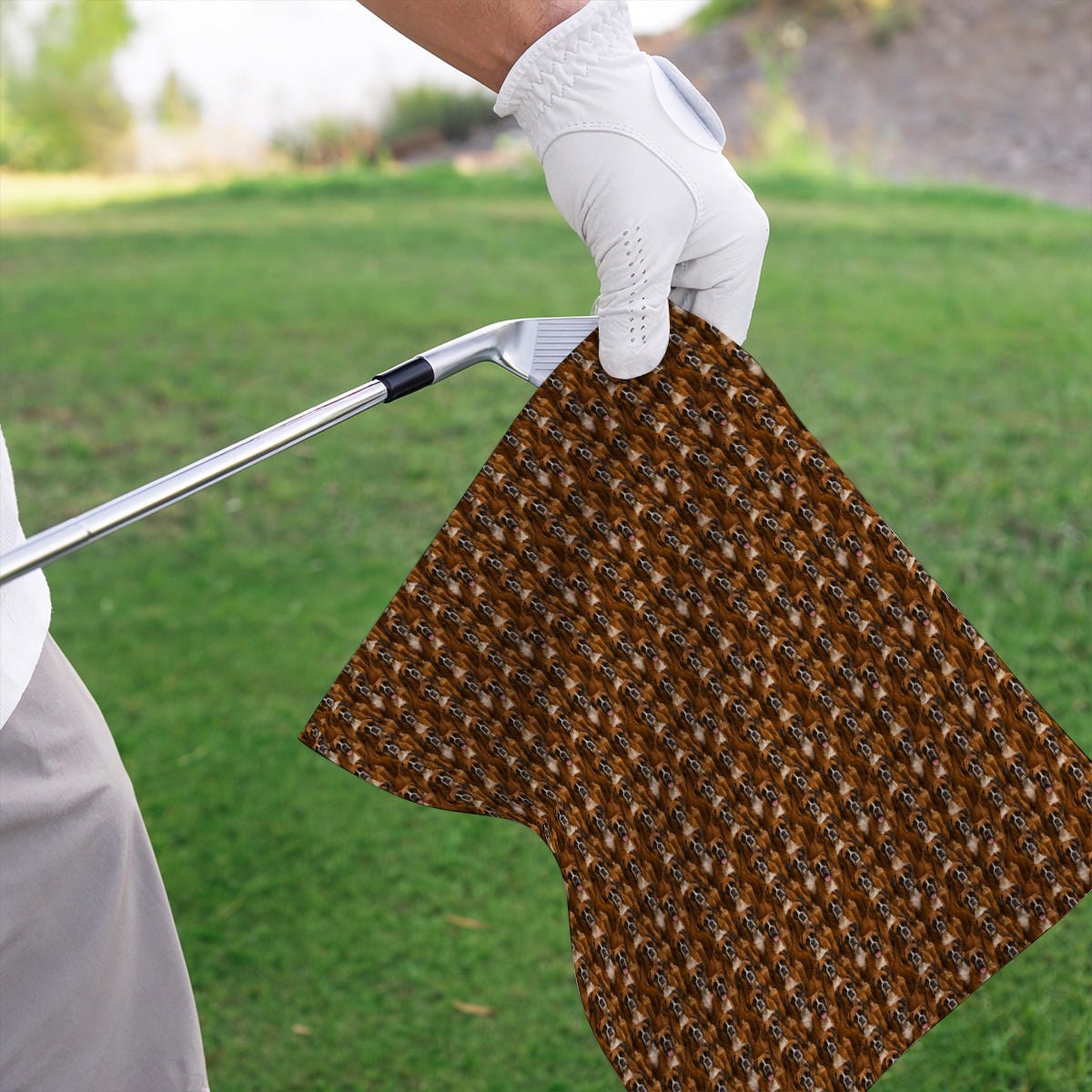 Crazy Boxer Middle Finger Golf Towels, Boxer Pattern Golf Towel for Golfer, Golf Gift for Dog Lovers