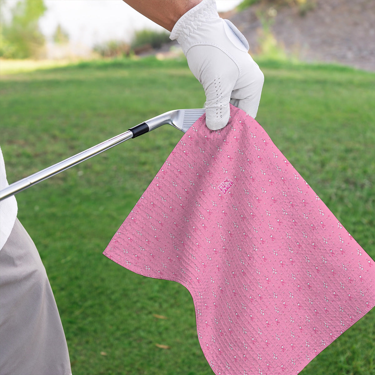 Pink Ribbon Golf Towels, Breast Cancer Awareness Pattern Golf Towel, Supportive Golfer Gift for Golfer