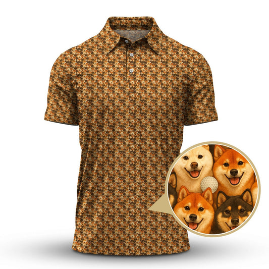 Shiba Inu Golf Shirt, Pattern Golf Shirt For Golfer, Dog Golf Shirt For Men