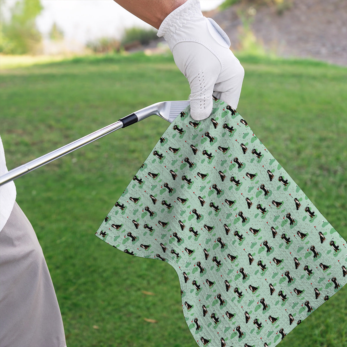 Bernese Mountain Pattern Golf Towels, Bernese Mountain Golf Towel Fot Golfer, Funny Dog Golf Gift