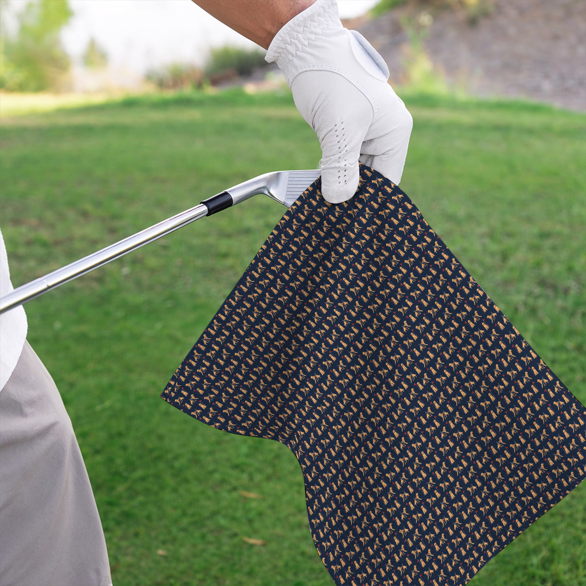 Funny Golden Retriever Golf Towel, Golden Retriever Pattern Golf Towels, Dog Lover Golf Shirt