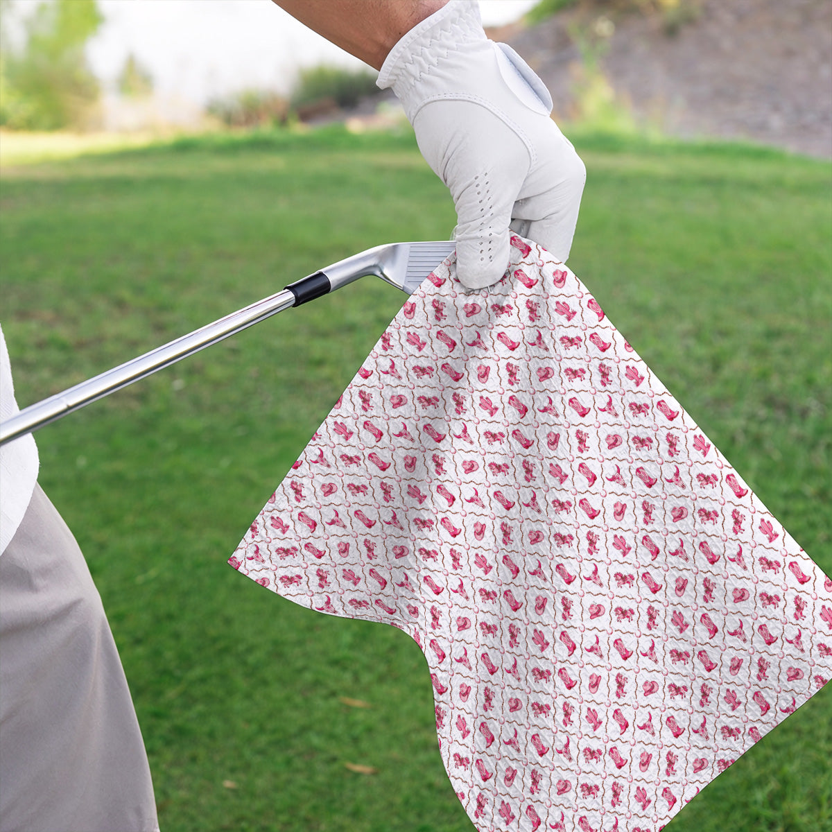 Pink Cowgirl Golf Towels, Western Rodeo Pattern Golf Towel, Funny Golf Gift For Golfers