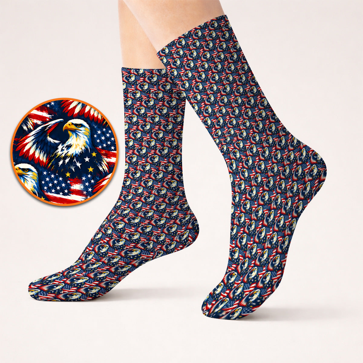 Veteran Bald Eagle Golf Socks, American Flag Patriotic Pattern Golf Sock, USA Military Golf Gift for Veterans