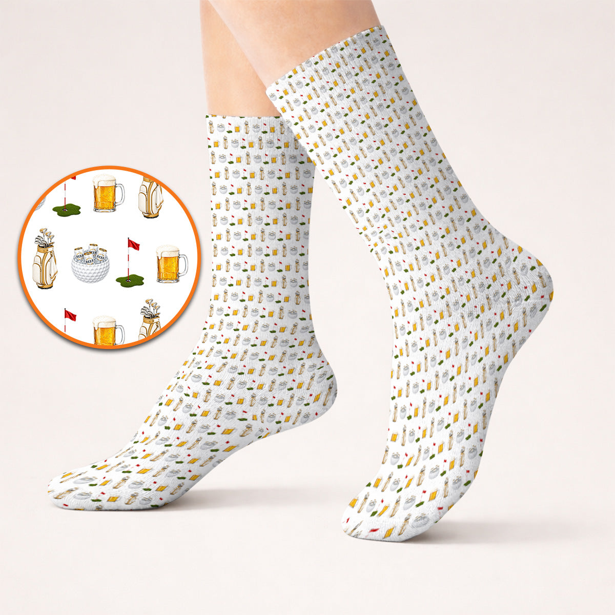 Crazy Beer Pattern Golf Sock, Beers Golf Socks, Golf Gift For Golfer