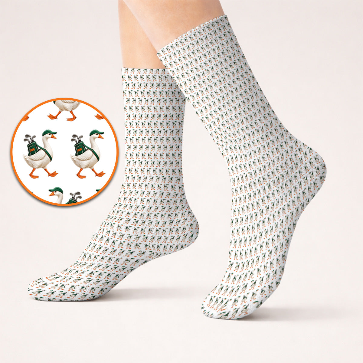 Walking Goose Golf Socks, Funny Goose Pattern Golf Sock, Golf Gift For Golfer