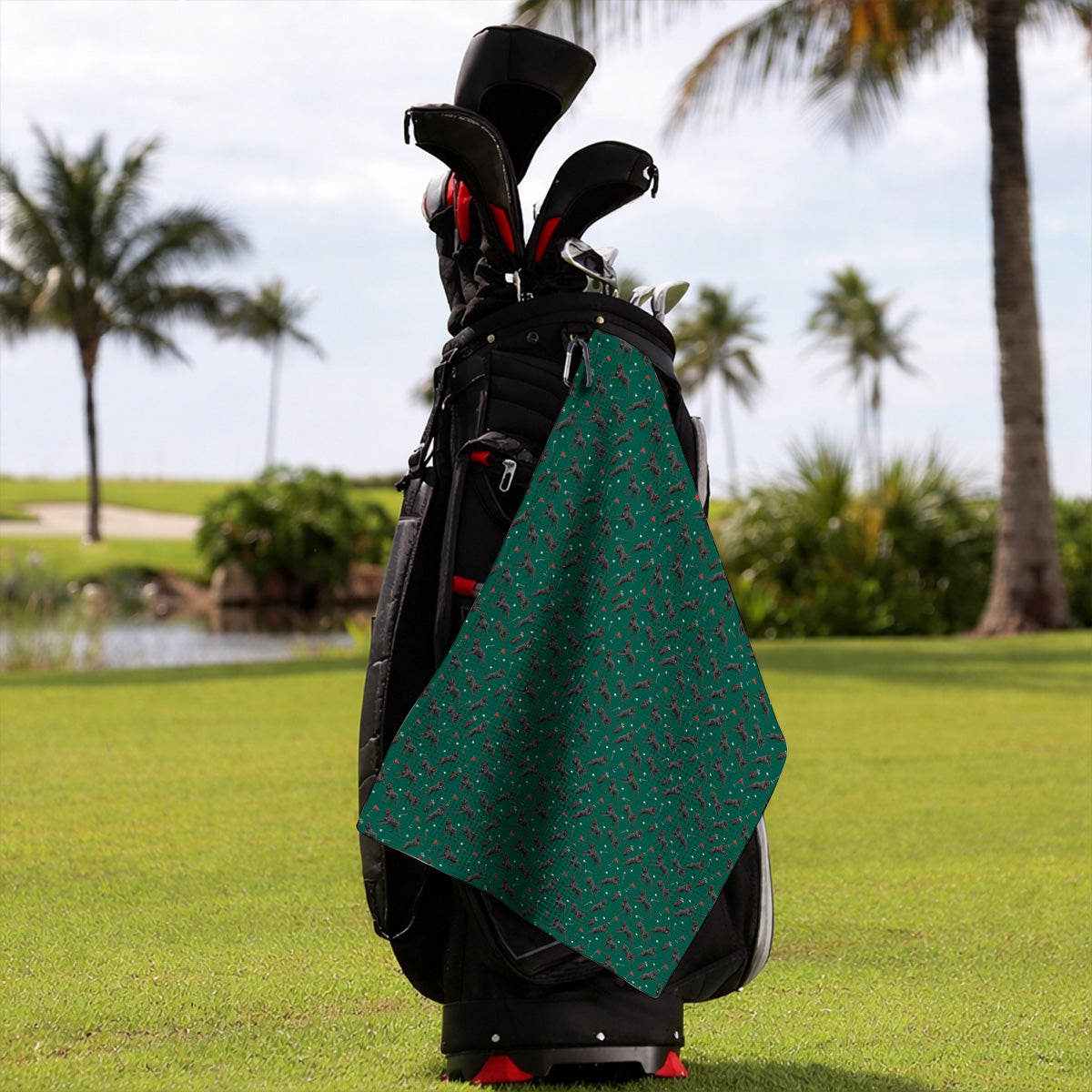 Crazy Cane Corso Pattern Golf Towel, Black Cane Corso Golf Towels for Dog Lovers, Golf Gift for Golfers