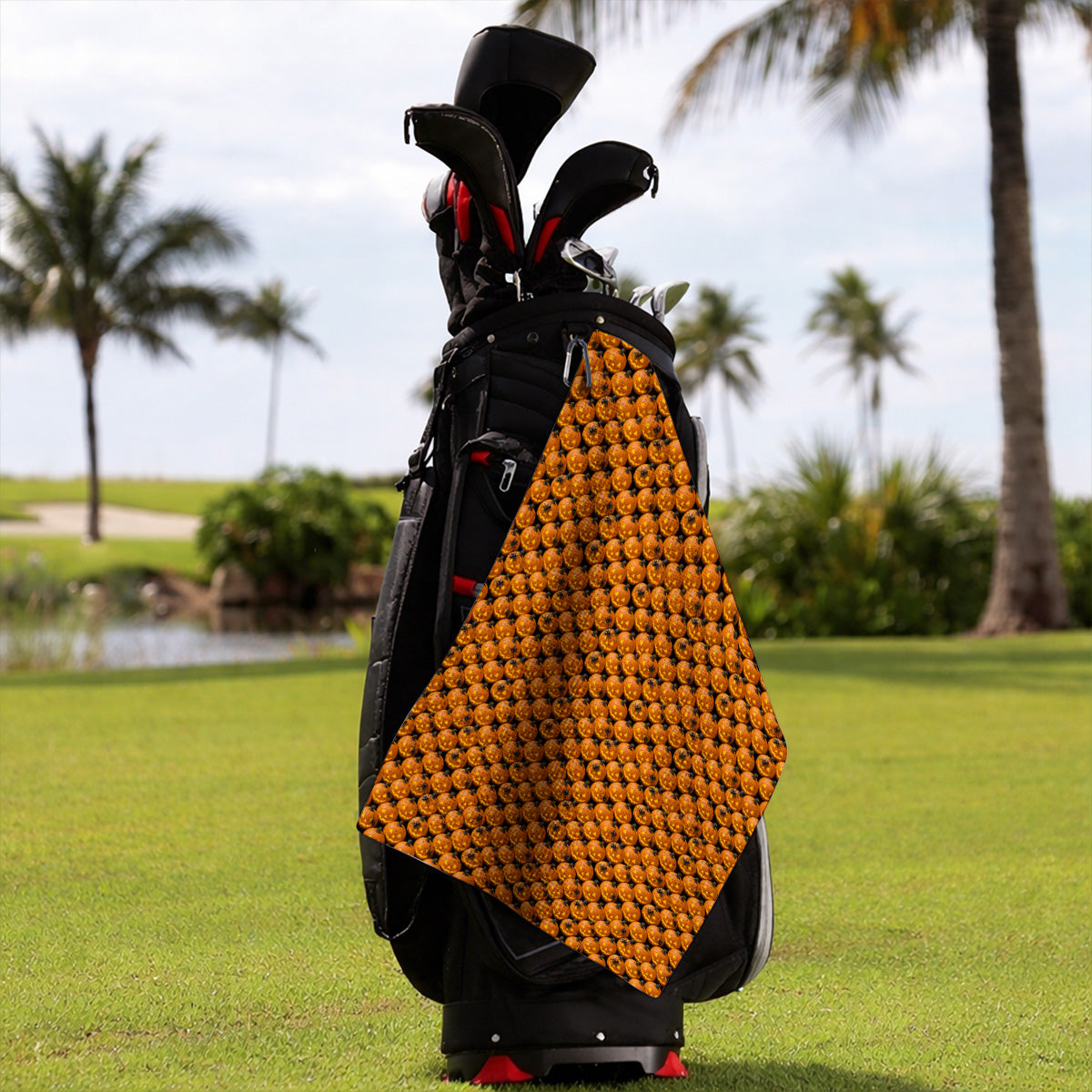 Jack-O'-Lantern Golf Towel, Halloween Pumpkin Pattern Golf Towels, Crazy Golf Gift For Golfer
