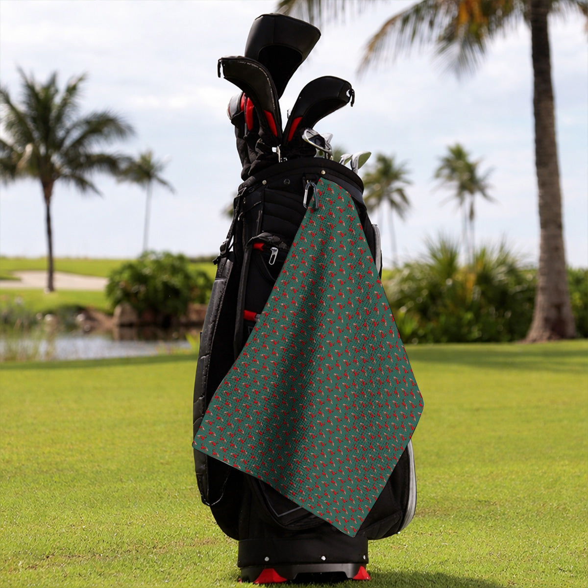 French Bulldog Holiday Golf Towels, Christmas Dog Pattern Golf Towel, Festive Golf Gift for Golfers