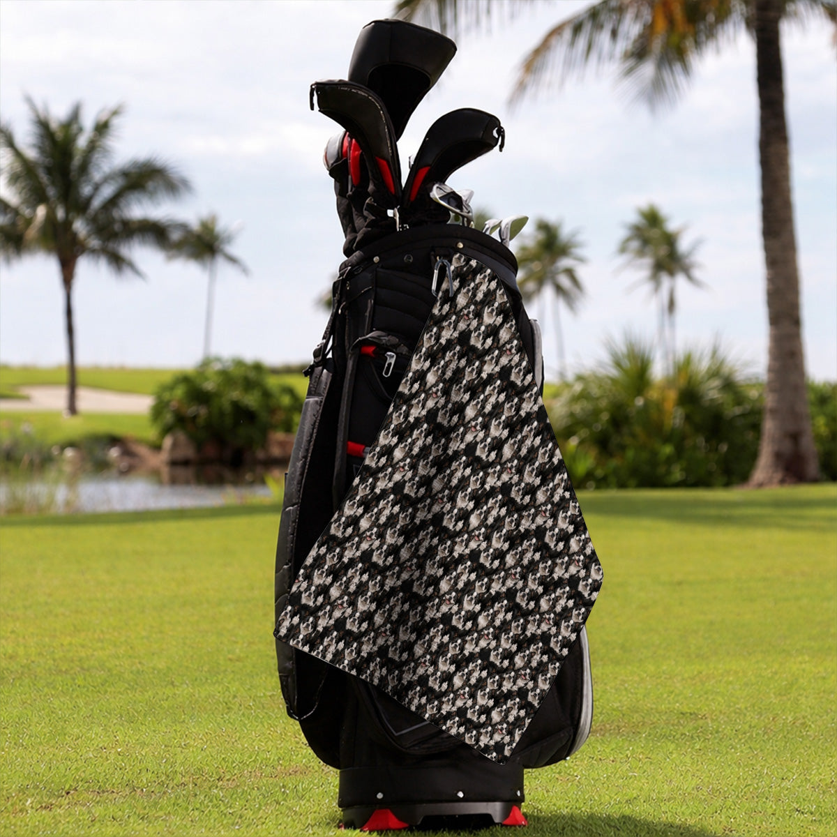 Boston Terrier Pattern Golf Towels, Funny Boston Terrier Golf Towel, Golf Gift For Golfer