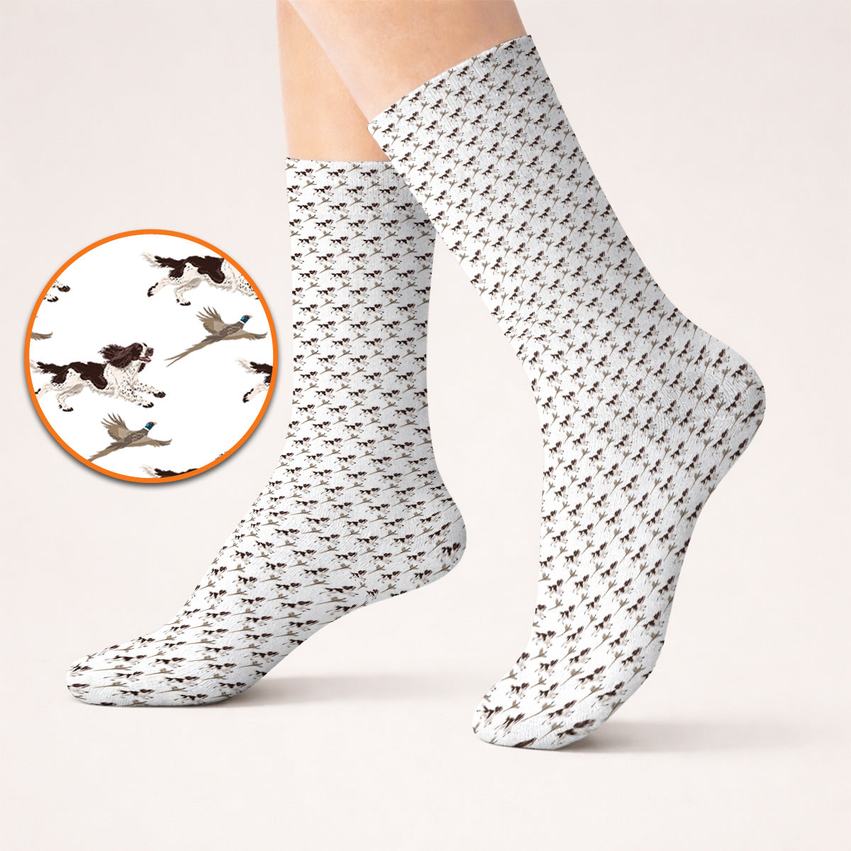 English Springer Spaniel Golf Socks, Crazy Dog Pattern Golf Sock, Golf Gift For Golfers