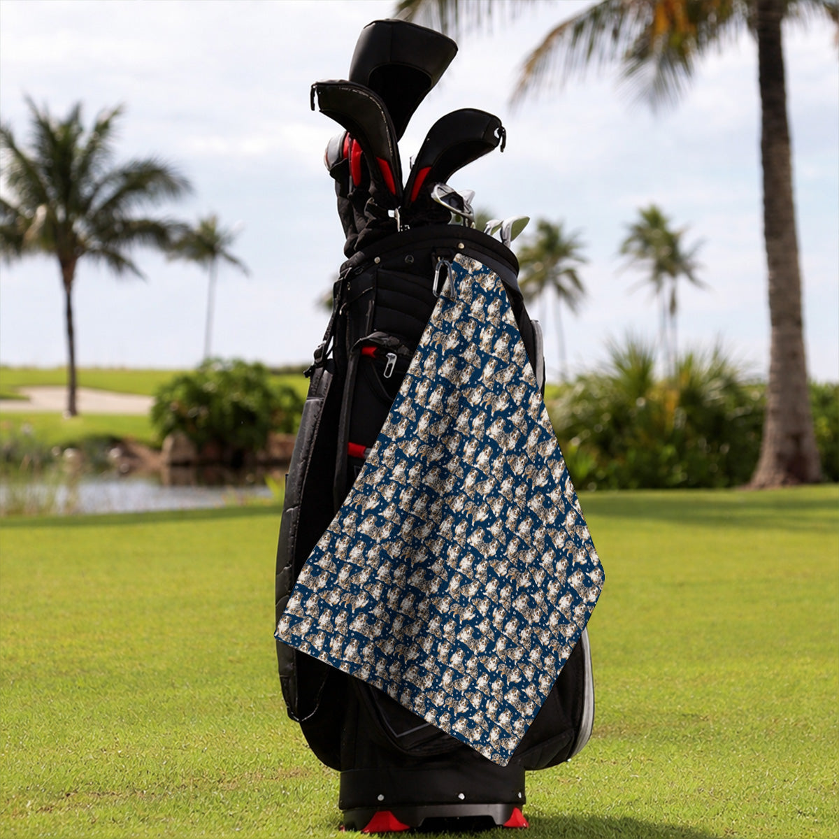 Australian Shepherd Golf Towel, Funny Blue Merle Aussie Pattern Golf Towels, Golf Gift For Golfer