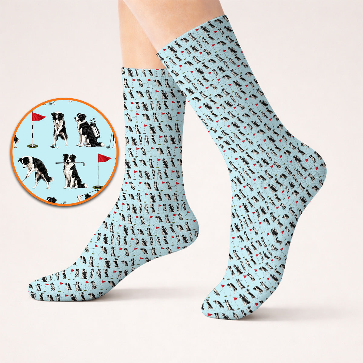 Border Collie Golf Socks, Border Collie Pattern Golf Sock for Golfer, Funny Golf GIft For Golfer