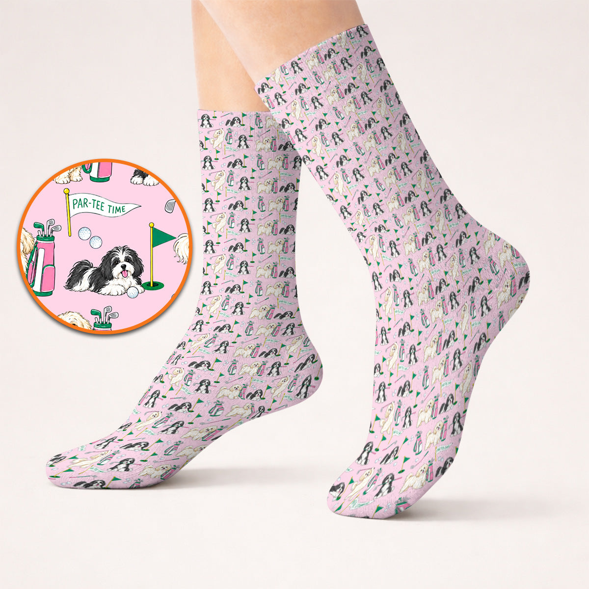 Havanese Pattern Golf Socks, Cute Havanese Golf Sock, Crazy Golf Gift for Golfer