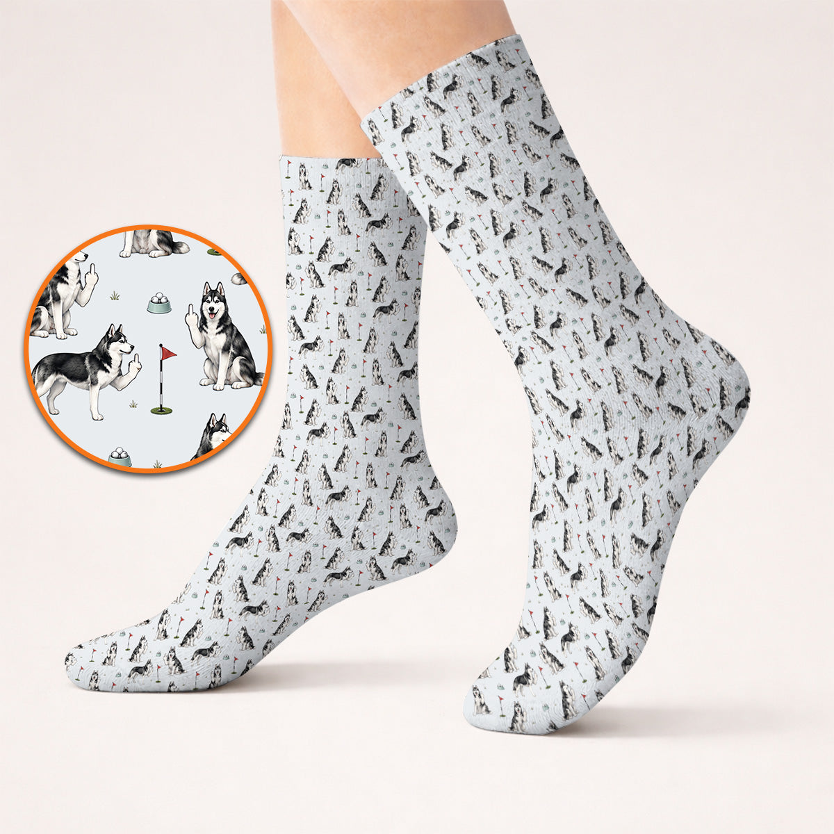 Crazy Husky Golf Socks, Husky Sibir Pattern Golf Sock For Dog Lover, Golf Gift For Golfer