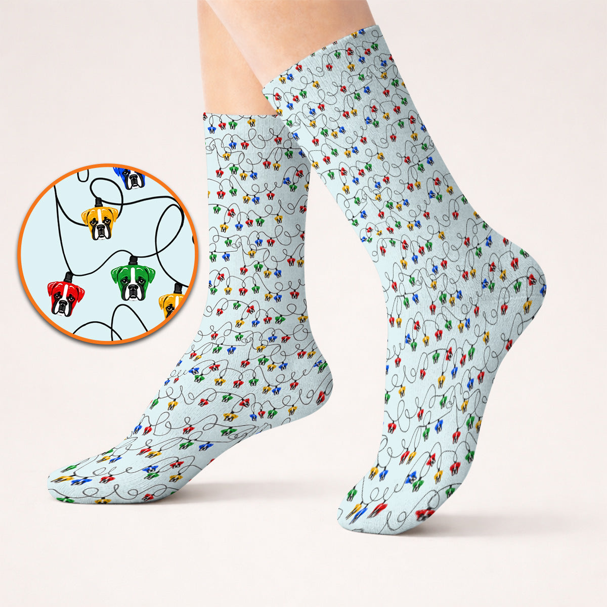 Boxer Dog Golf Socks, Colorful Boxer Pattern Golf Sock, Funny Dog Lover Golf Gift