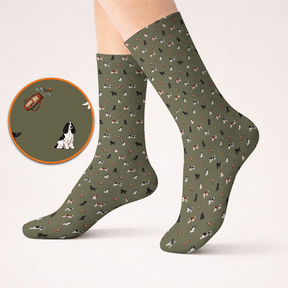 English Springer Spaniel Golf Socks, Funny Dog Pattern Golf Sock, Golf Gift For Golfers