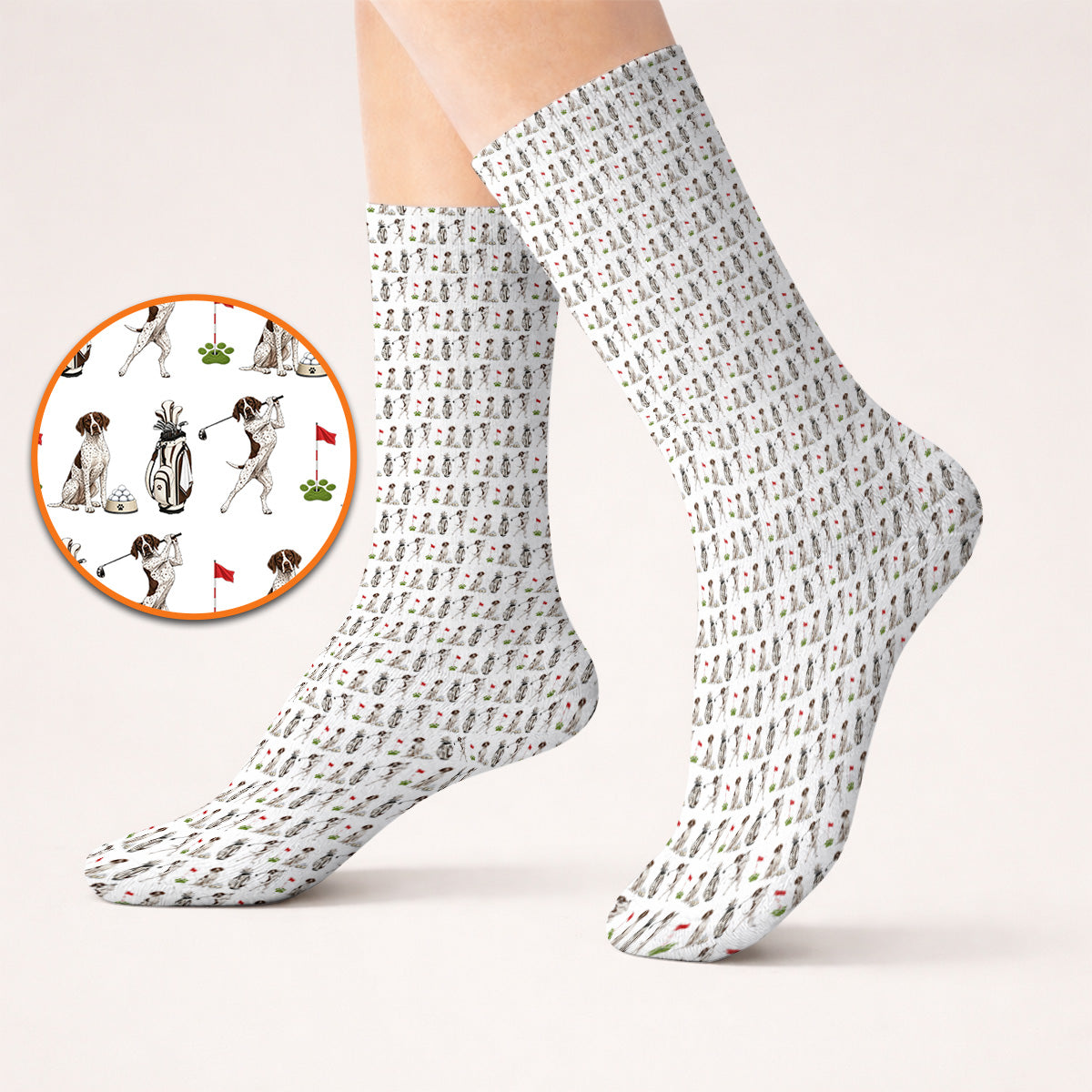 German Shorthaired Pointer Golf Socks, Funny Pattern Golf Sock, Golf Gift For Golfer