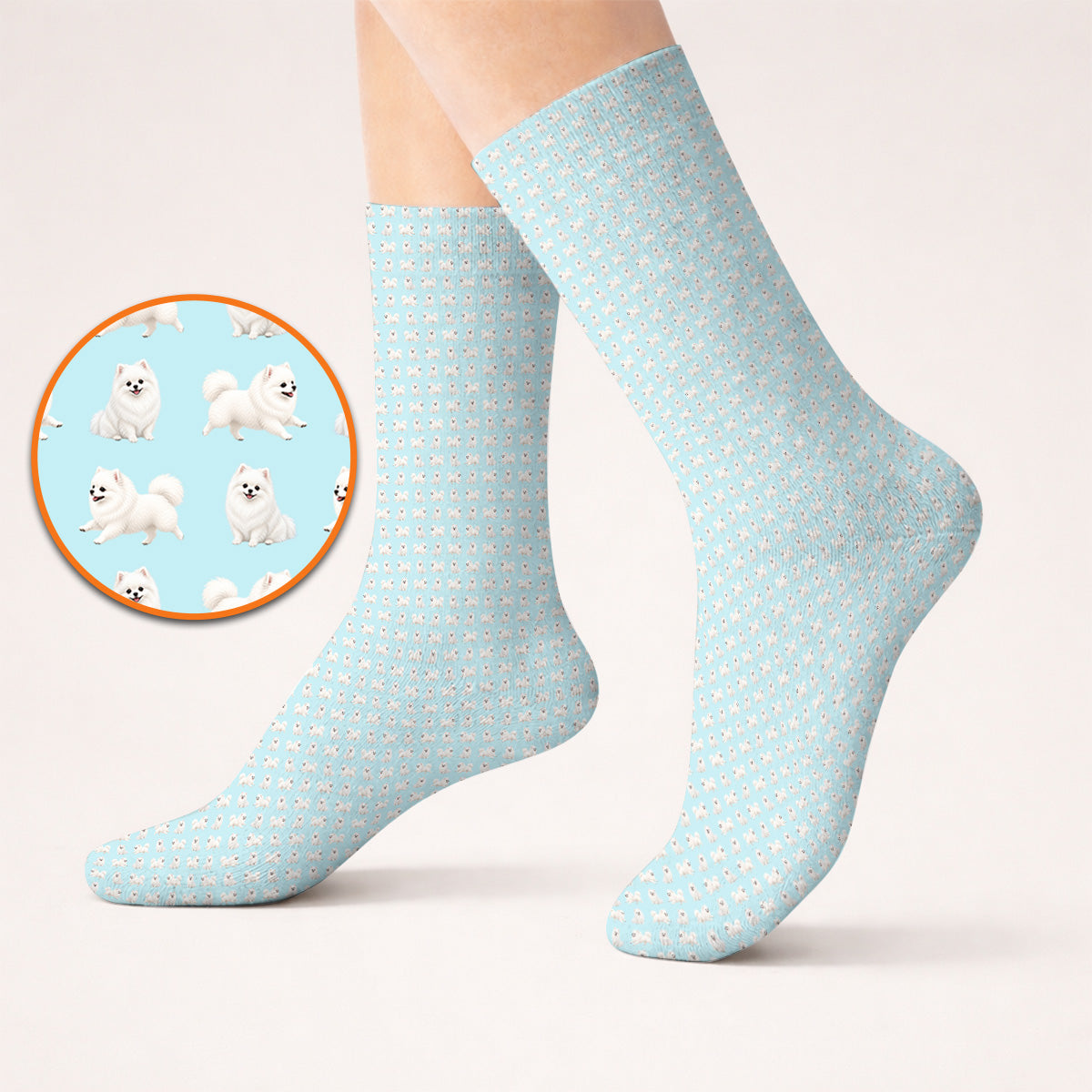 White Pomeranian Pattern Golf Socks, Cute Pomeranian Dog Golf Sock, Crazy Golf Gift For Golfer