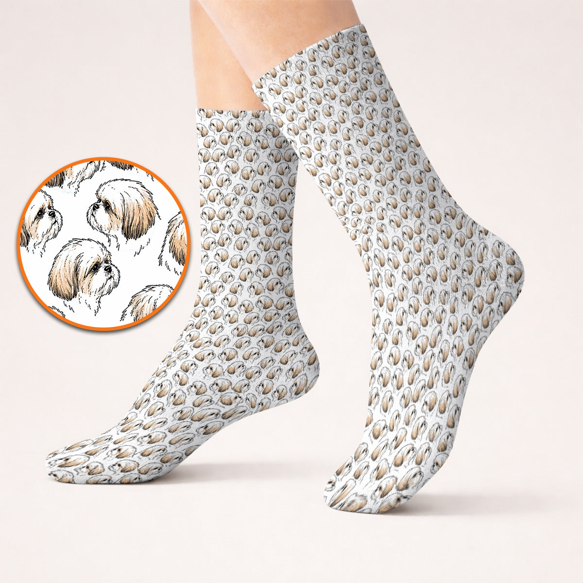 Shih Tzu Golf Socks, Cute Shih Tzu Pattern Golf Sock, Crazy Golf Gift For Dog Lover