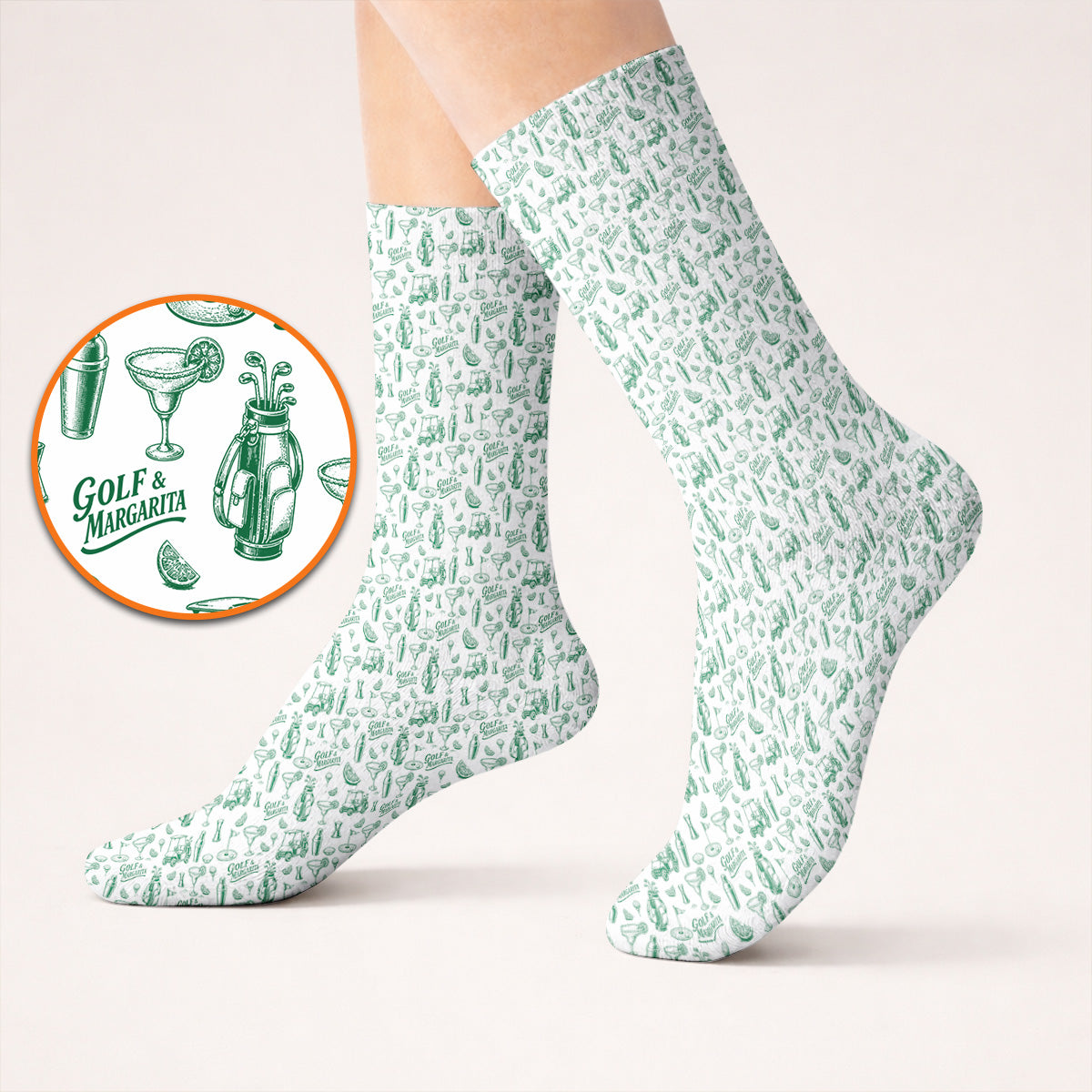 Golf & Margarita Pattern Golf Sock, Margarita Lover Golf Socks, Funny Golf Gift For Golfer