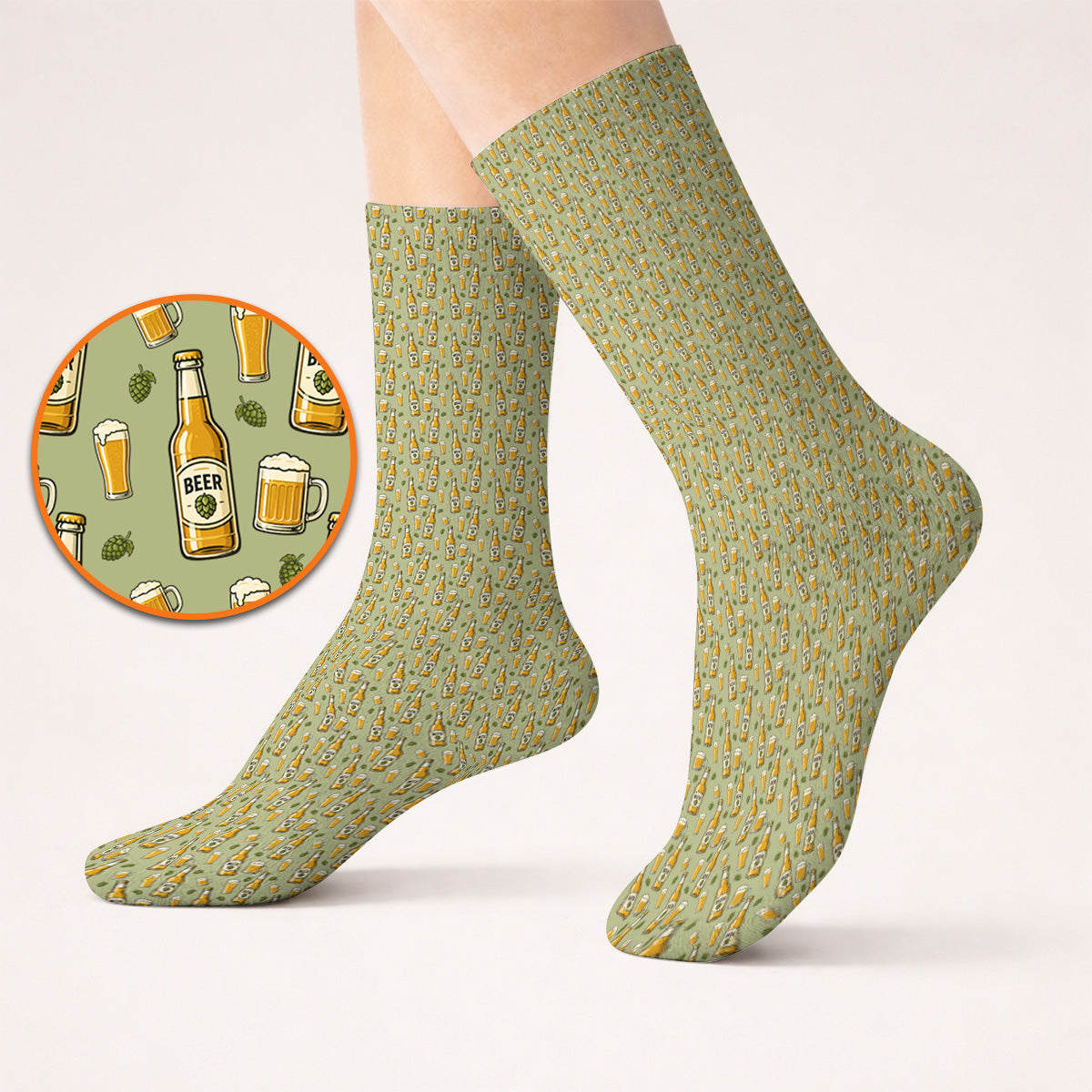 Beer Pattern Golf Sock, Funny Beer Golf Socks, Golf Gift For Beer Lovers