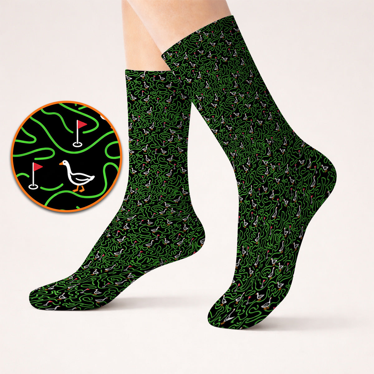 Goose Pattern Golf Socks, Funny Goose & Golf Sock, Golf Gift For Golfer
