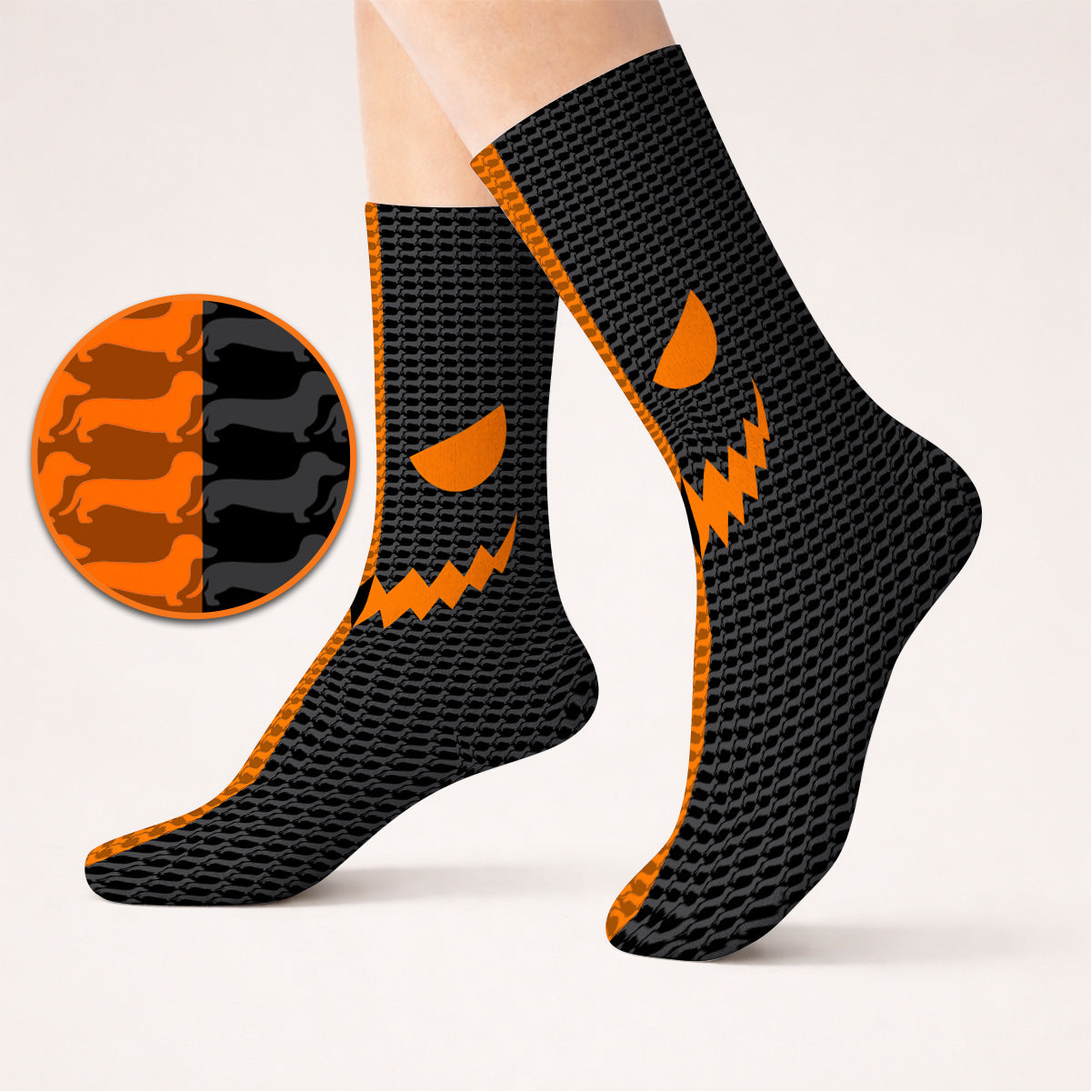 Halloween Dachshund Socks, Crazy Wiener Dog Pattern Golf Sock, Golf Gifr For Golfer