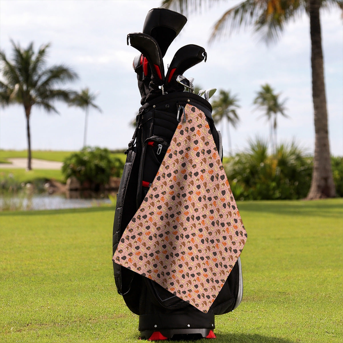 Funny Pomeranian Golf Towels, Pom Dog & Golf Pattern Towel, Golf Gift For Golfer