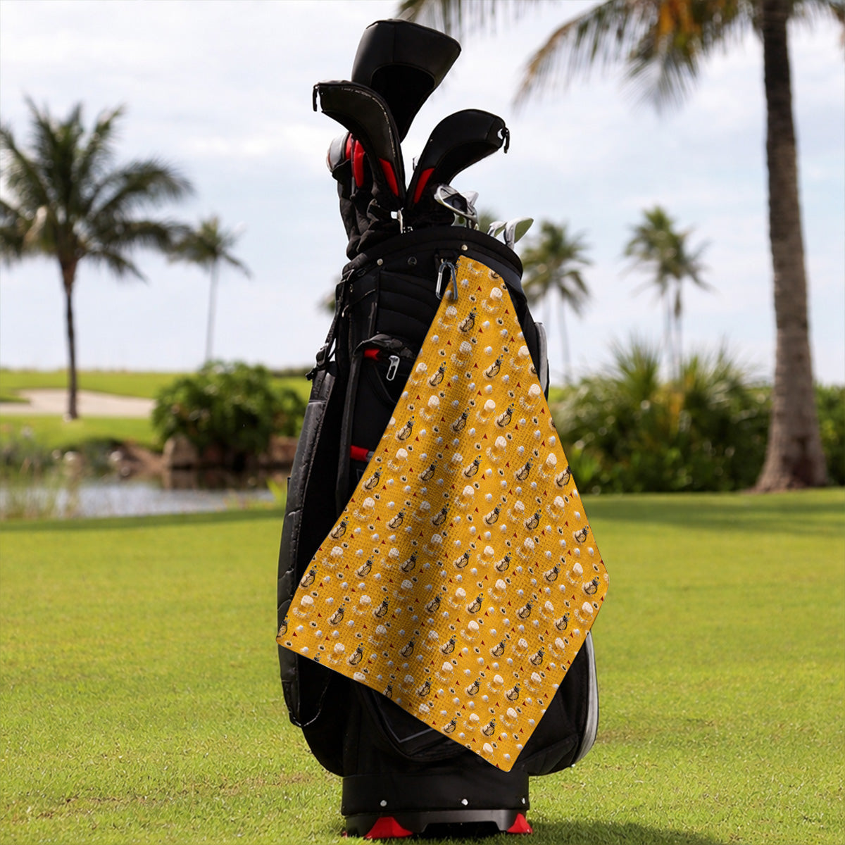 Crazy Golf And Beer Pattern Towel, Beer Lover Golf Towels, Golf Gift For Golfer