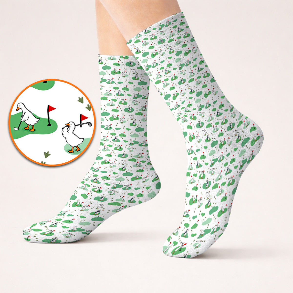 Funny Goose Golf Socks, Playful Golfing Goose Pattern Golf Sock, Golf Gift For Golfers