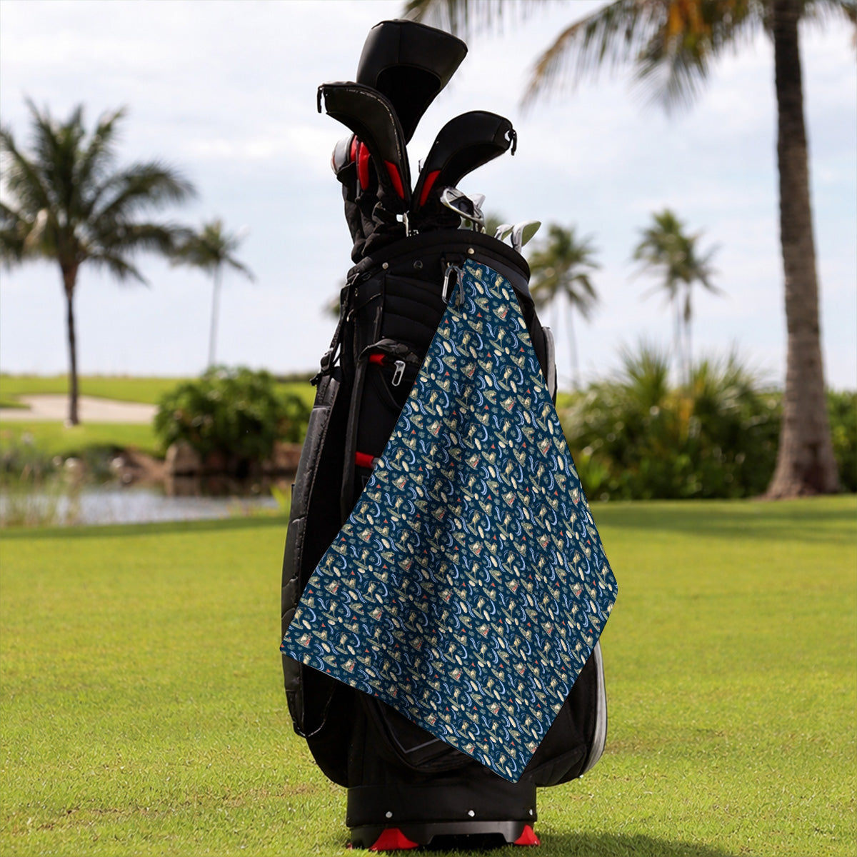 Playful Frog Golf Towels, Vintage Frog Golf Pattern Towel, Golf Gift For Golf Lovers