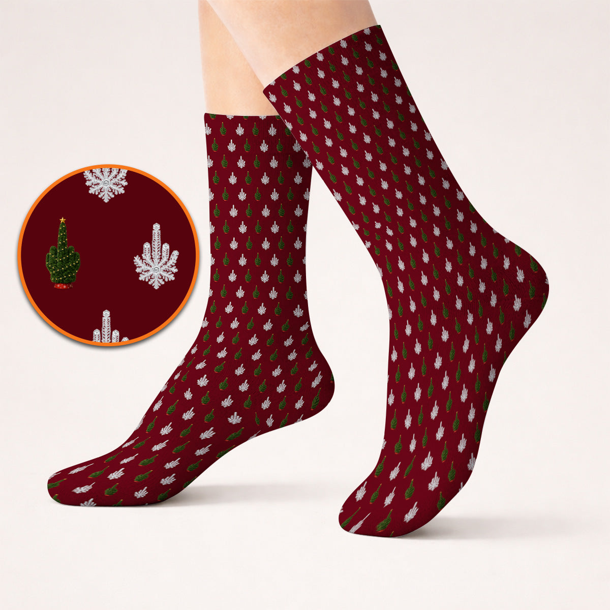 Christmas Tree Pattern Golf Socks, Xmas Golf Sock, Funny Golf Gift For Golfer