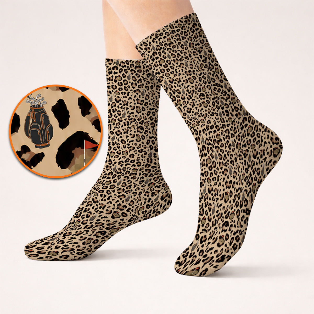 Crazy Leopard Golf Socks, Golf Gift For Sock, Leopard Pattern Golf Gift