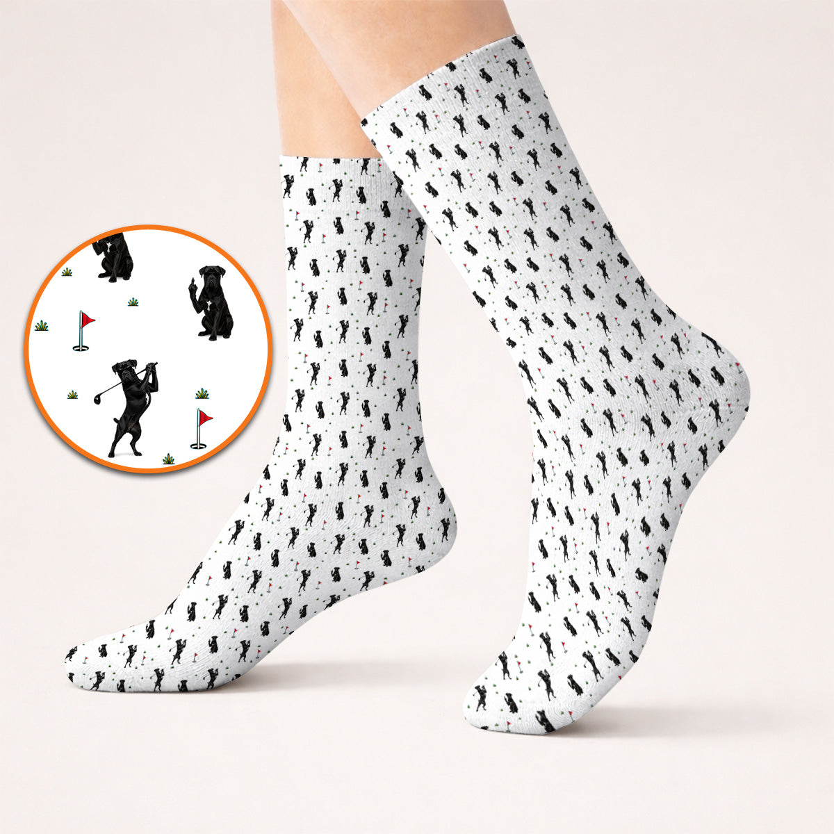 Cane Corso Middle Finger Golf Socks, Black Cane Corso Golf Pattern Sock for Dog Lovers, Funny Golf Gift for Golfers