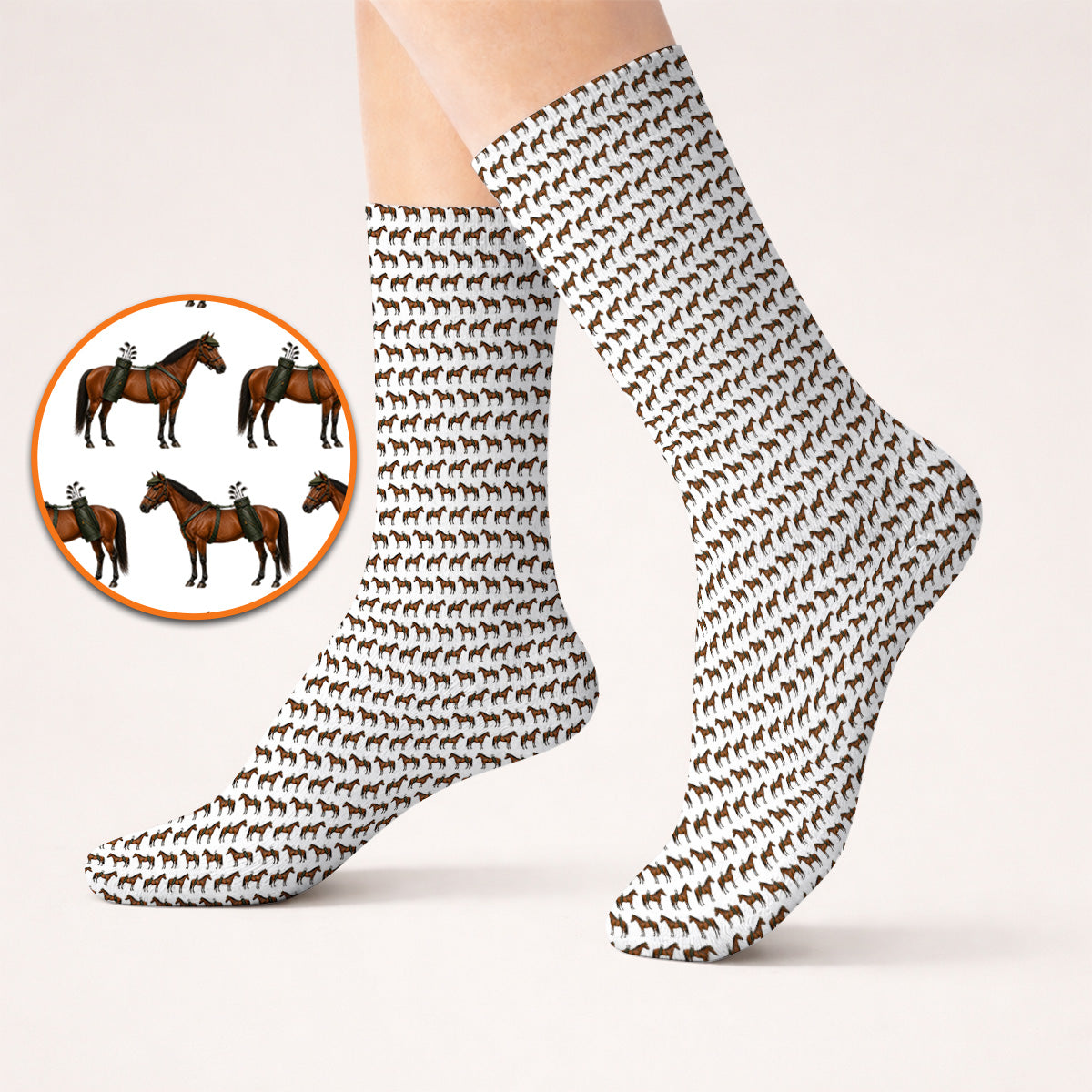 American Quarter Horse Golf Sock, Crazy Horse Pattern Golf Socks, Western Horse Gift for Golfers