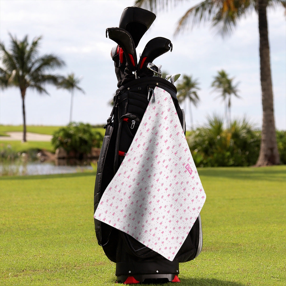 Pink Ribbon Golf Towels, Breast Cancer Awareness Pattern Golf Towel, Supportive Golfer Gift for Golfer