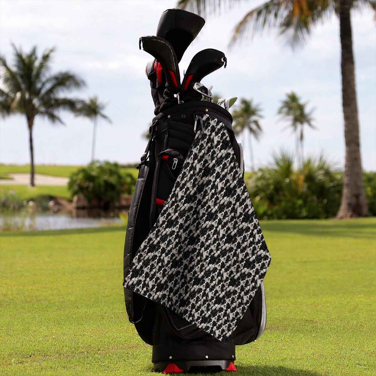 Crayzy Border Collie Golf Towel, Border Collie Pattern Golf Towels for Golfer, Dog Lovers Golf Gift