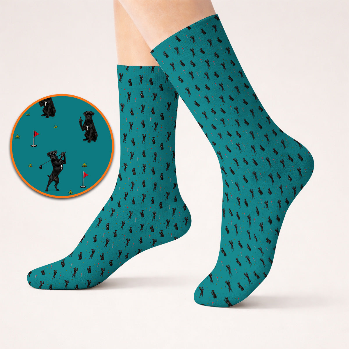 Cane Corso Middle Finger Golf Socks, Black Cane Corso Golf Pattern Sock for Dog Lovers, Funny Golf Gift for Golfers