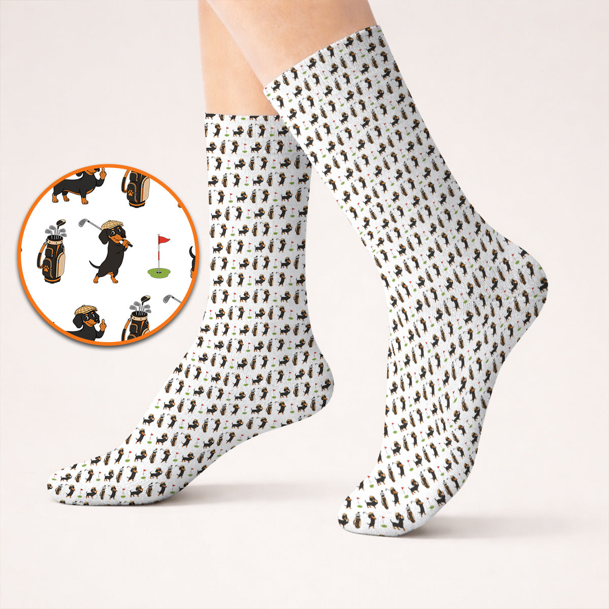 Dachshund Golf Socks, Funny Wiener Dog Pattern Golf Sock, Doxie Lover Golf Gift
