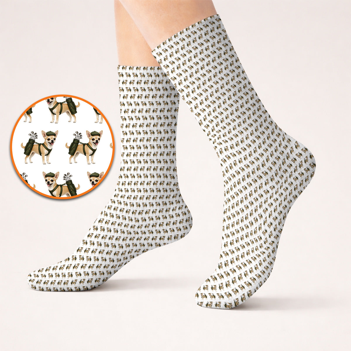 Crazy Chihuahua Golf Socks, Cute Chihuahua Golf Pattern Sock for Dog Lovers, Golf Gift For Golfer