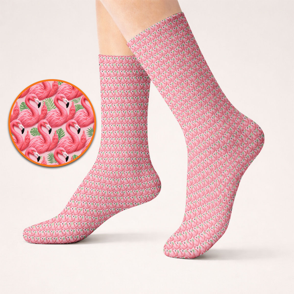 Crazy Flamingo Golf Socks, Pink Tropical Pattern Golf Crew Sock, Funny Golf Gift For Golfer