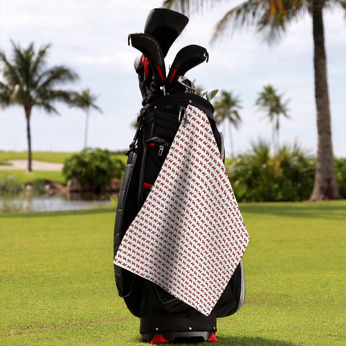 Boxer Dog Christmas Pattern Golf Towels, Santa Boxer Golf Towel, Boxer Lover Holiday Golf Gift For Golfer