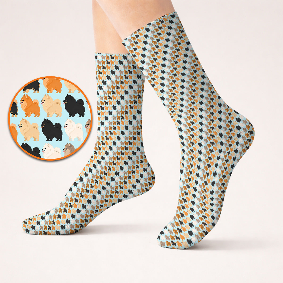 Cute Pomeranian Pattern Golf Socks, Pomeranian Dog Golf Sock, Funny Golf Gift For Golfer