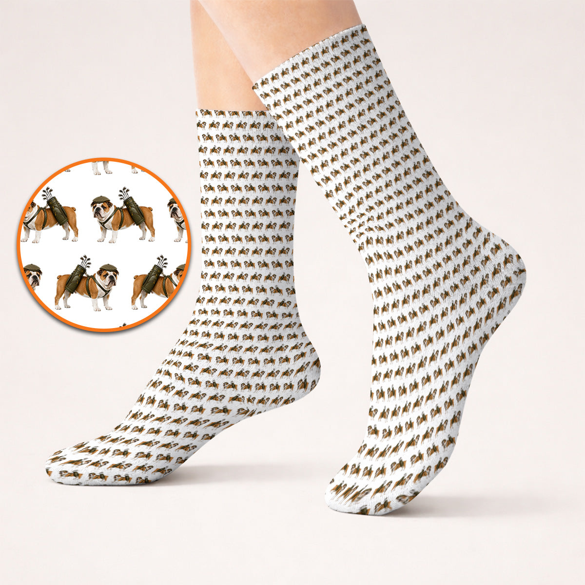 Bulldog Pattern Golf Socks, English Bulldog Golf Sock, Funny Golf Gift For Golfer