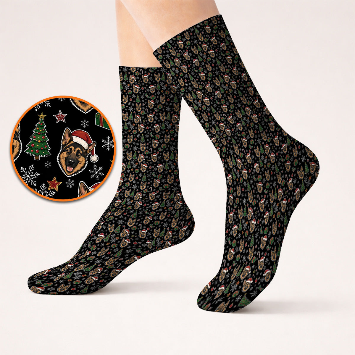 Funny German Shepherd Christmas Golf Socks, German Shepherd Pattern Golf Sock, Xmas Golf Gift For Golfer