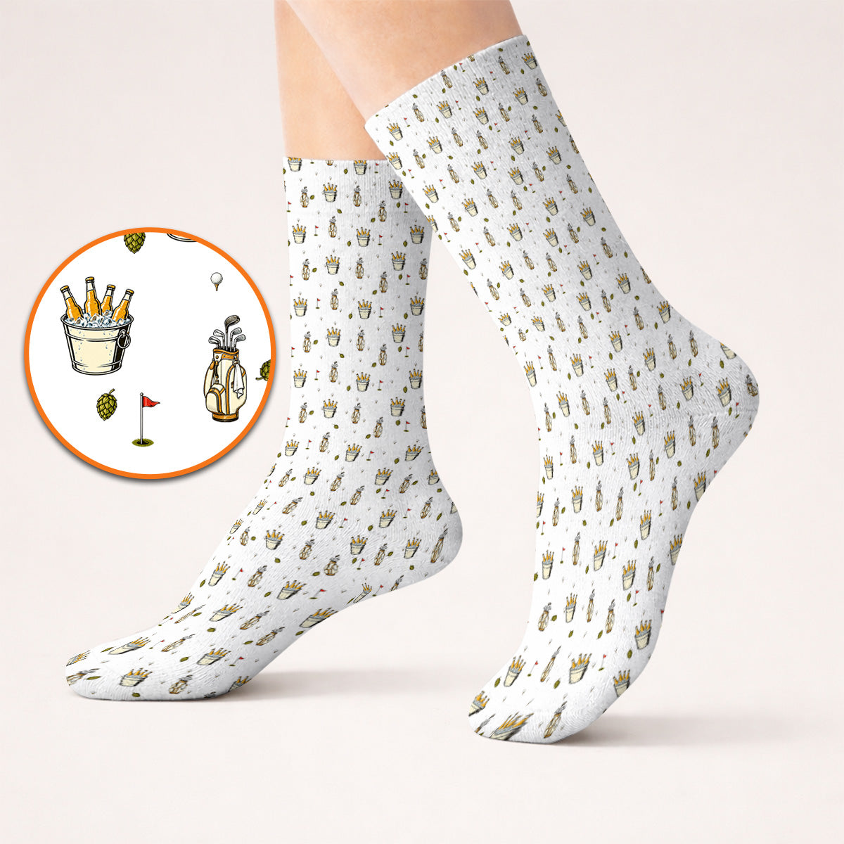 Crazy Beer Pattern Golf Socks, Beers Golf Sock, Golf Gift For Golfer