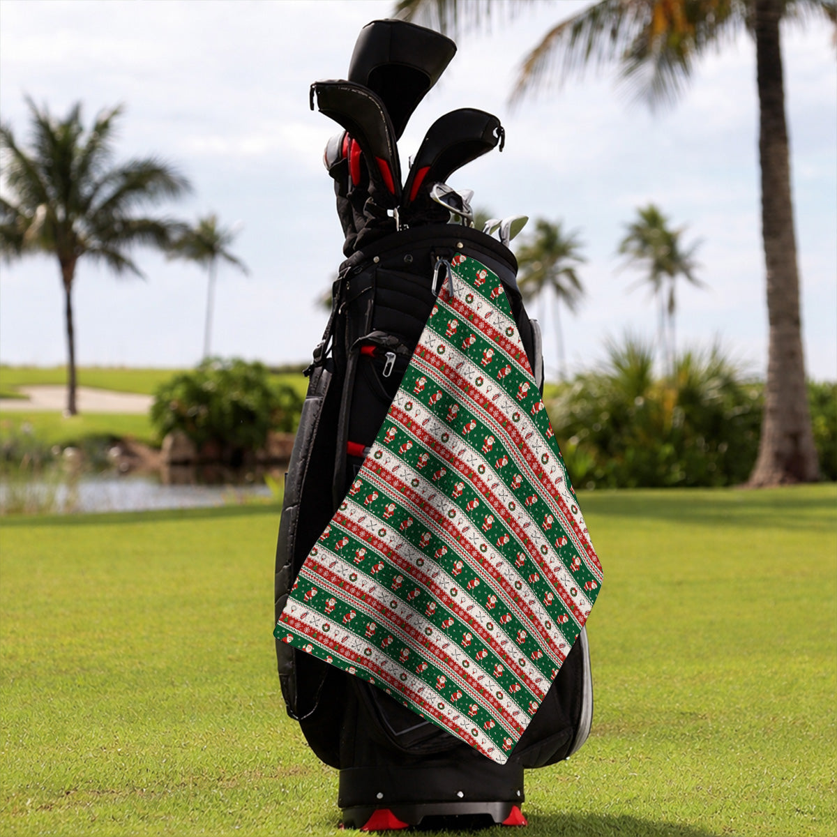 Funny Christmas Santa Golf Towels, Ugly Christmas Golf Pattern Towel, Xmas Gift For Golfer