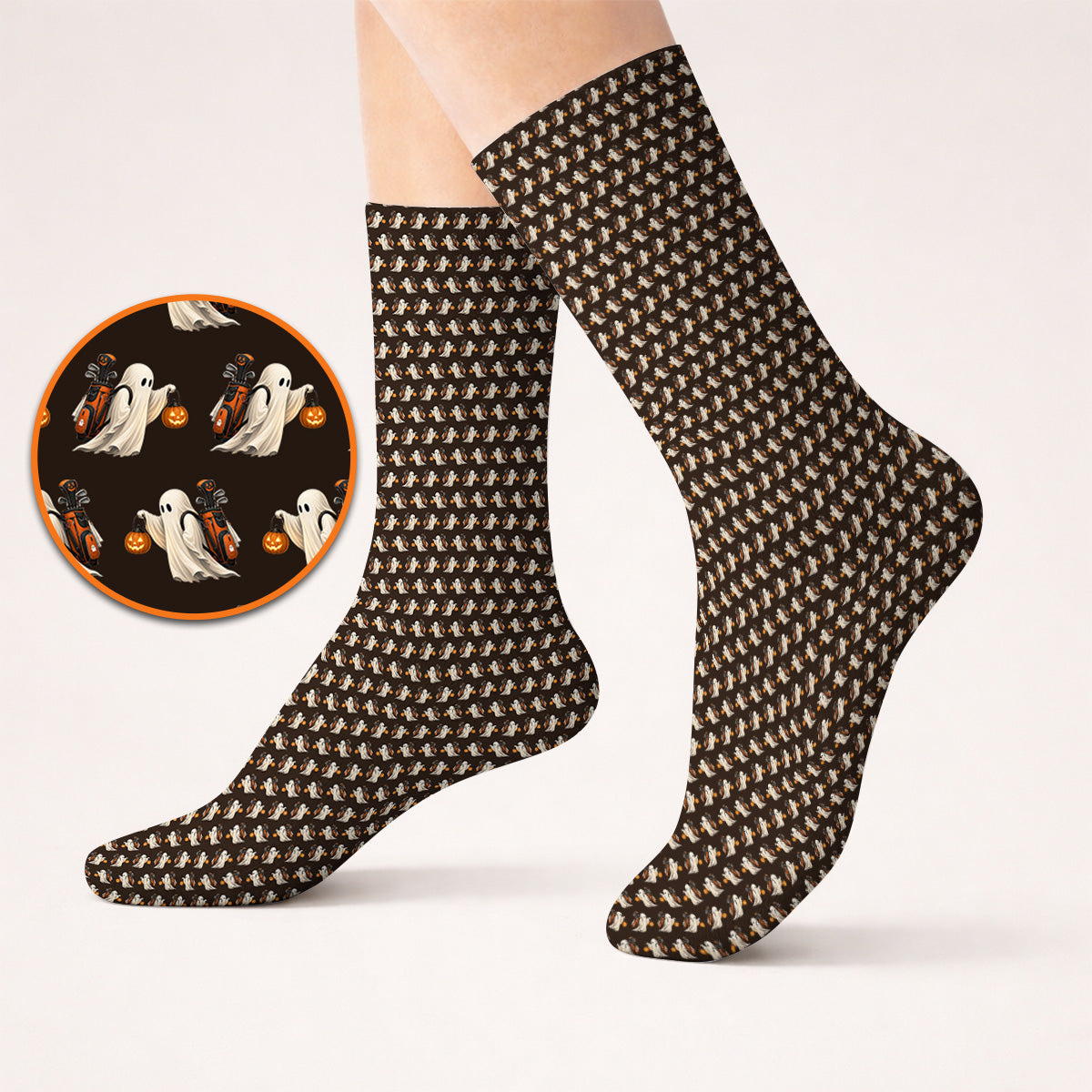 Halloween Golf Socks, Ghost Pattern Golf Sock, Spooky Golf Gift for Golf Lovers