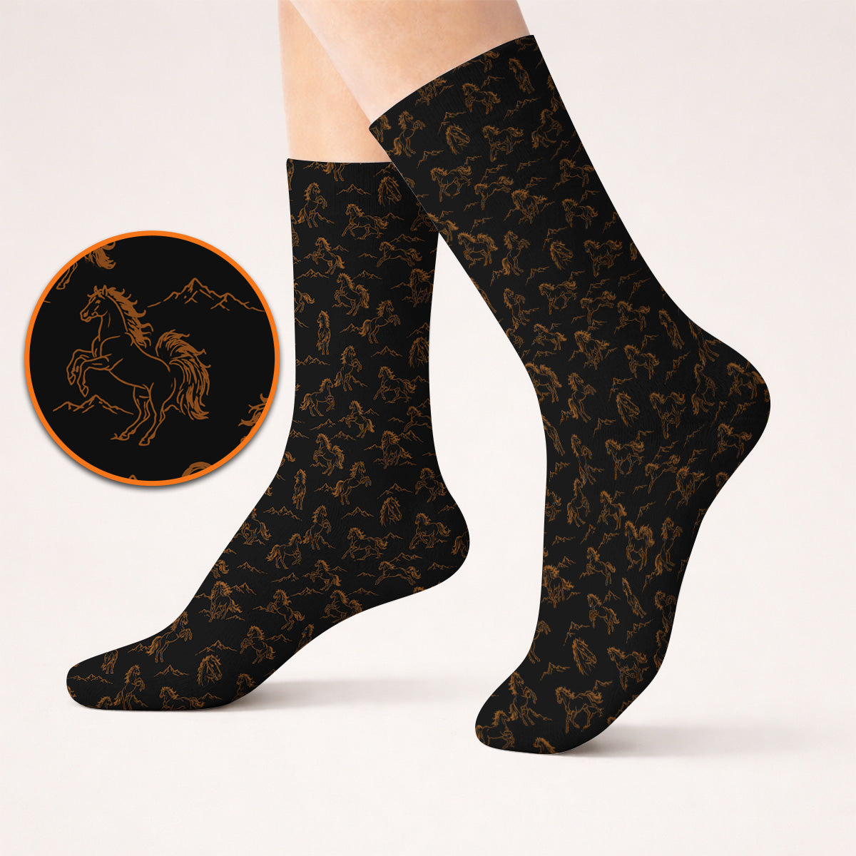 Crazy Horse Golf Pattern Socks, American Quarter Horse Golf Sock, Western Horse Gift for Golfers